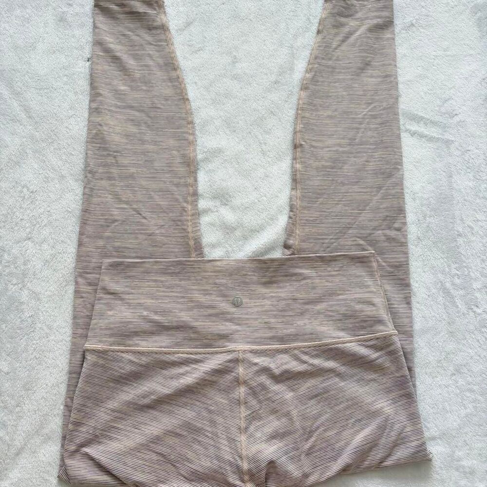 Lululemon Stripped Full Length Leggings Women 10 Athletic Casual Loungewear Yoga